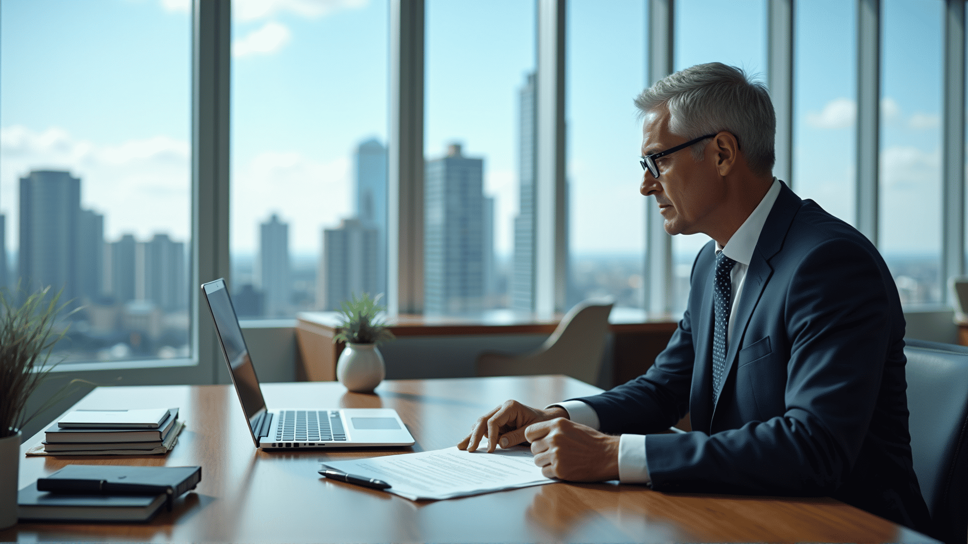 Legal advisor checking compliance documents