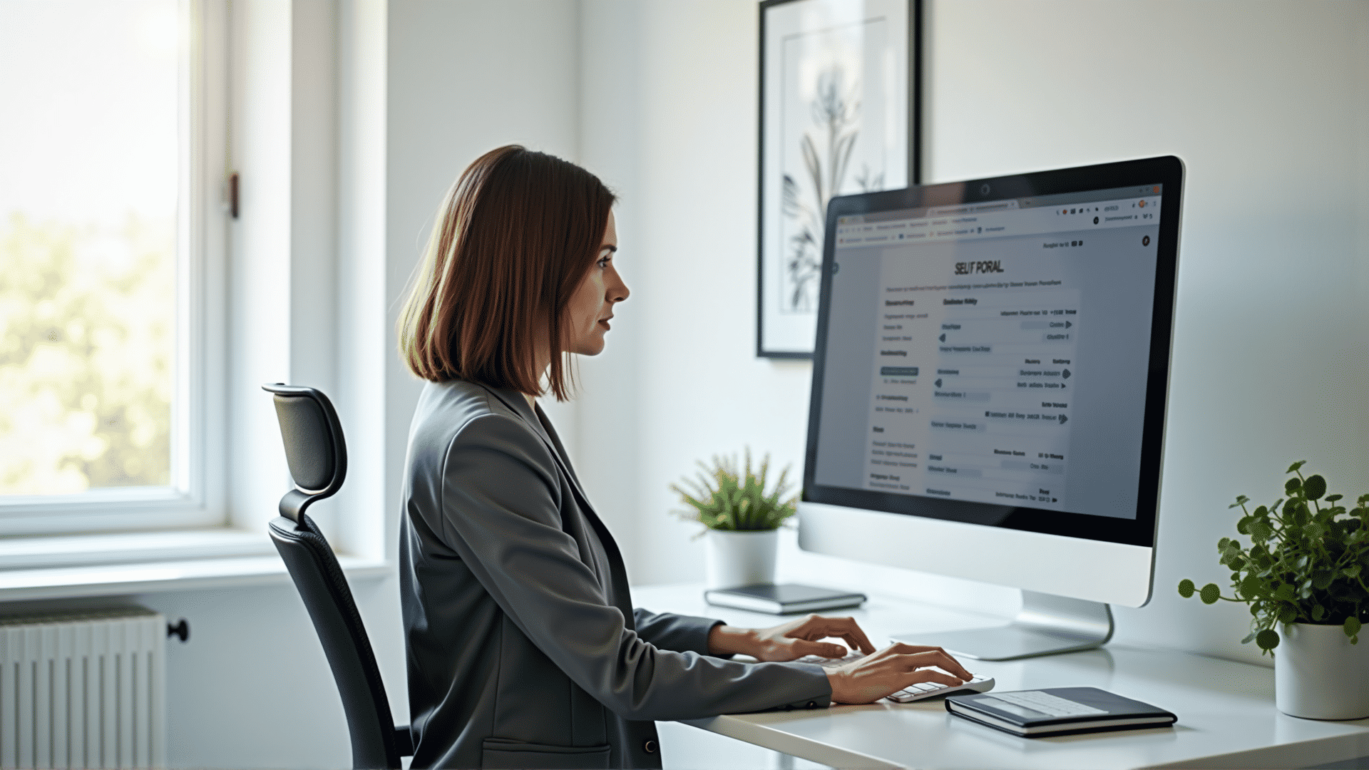 Employee using self-service portal